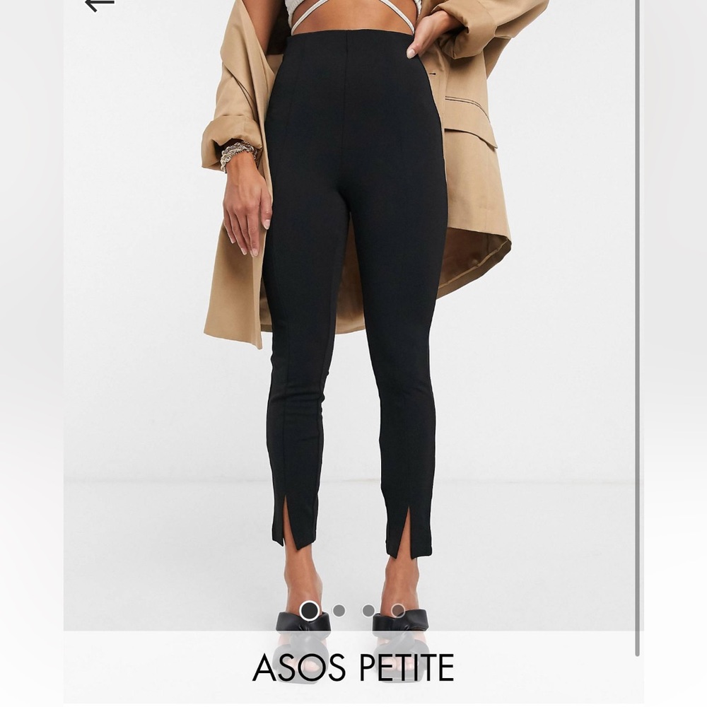 ASOS DESIGN Petite jersey slim split front suit pants in black